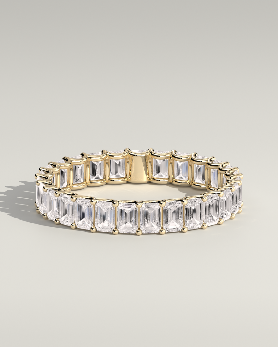 Emerald Eternity Band in 14K Yellow Gold — Diyona