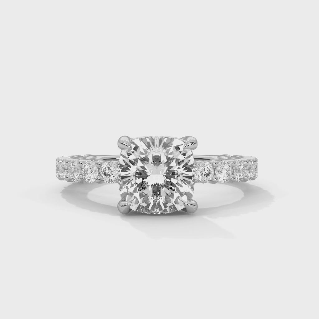 Evora Floating Diamond 2ct Cushion Brilliant Lab Diamond Engagement Ring