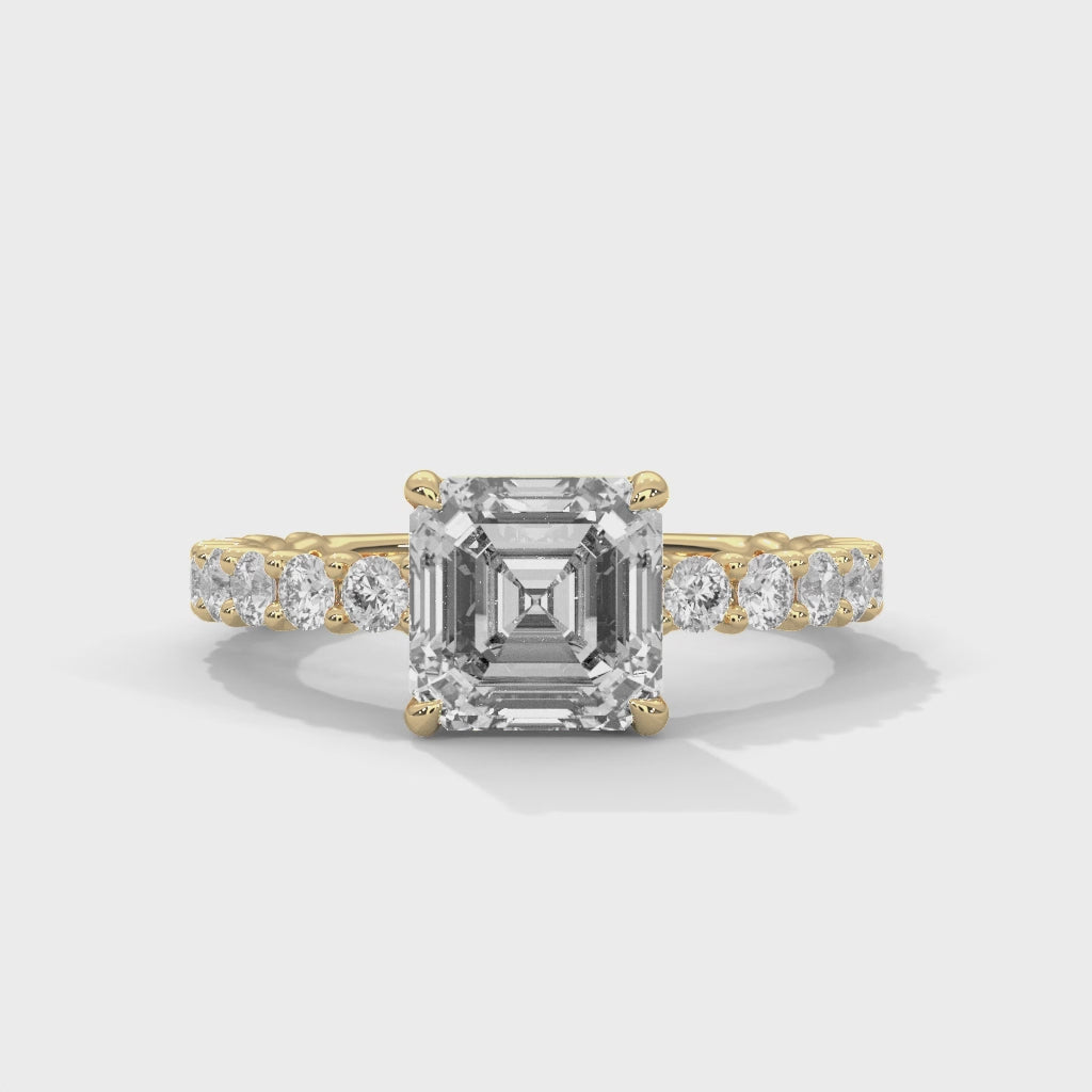 Evora Floating Diamond 2ct Asscher Lab Diamond Engagement Ring