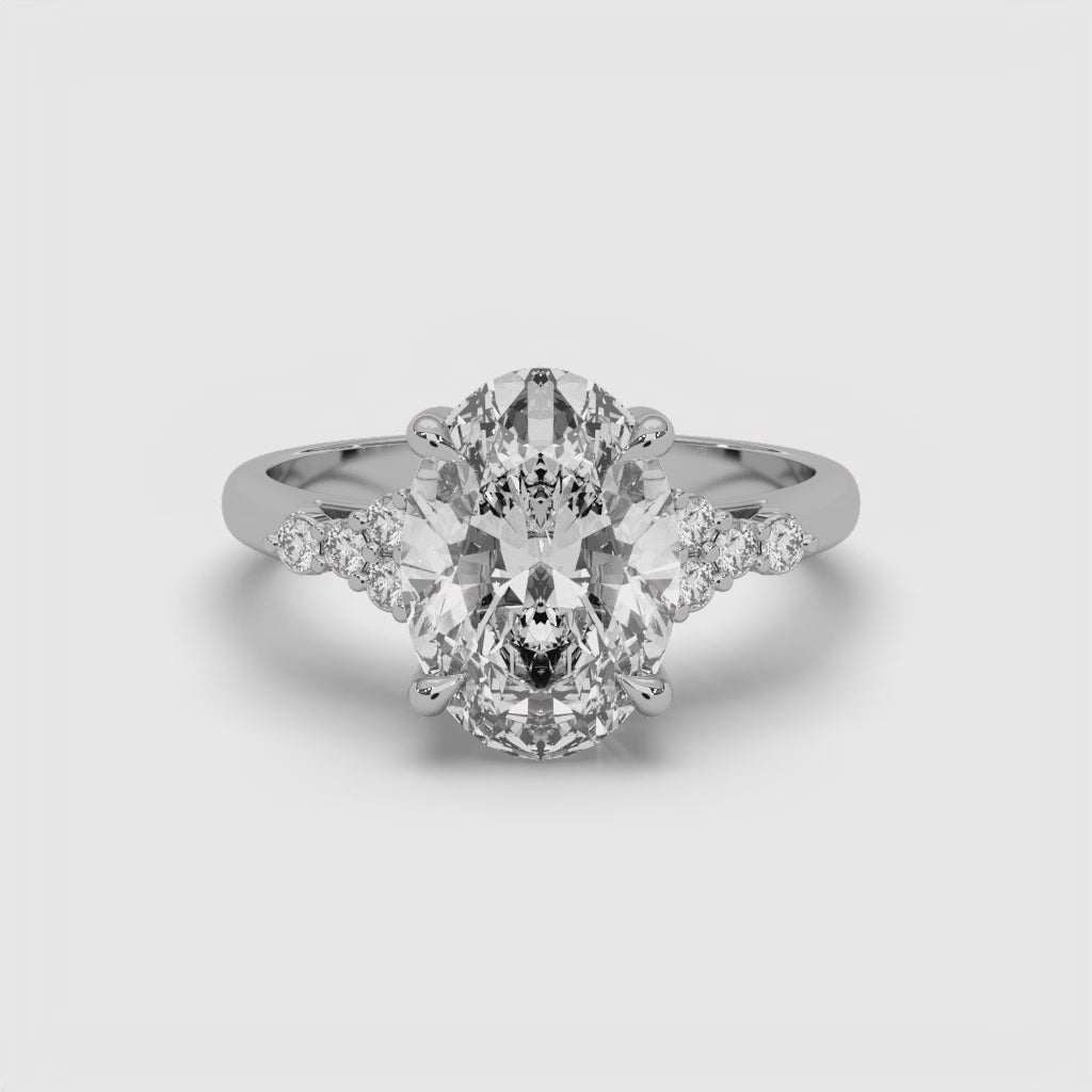 Tiana Cathedral 2.5ct Oval Lab Diamond Engagement Ring with Round Diamond Accents