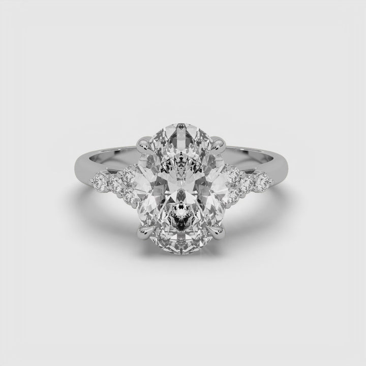 Tiana Cathedral 2.5ct Oval Lab Diamond Engagement Ring with Round Diamond Accents