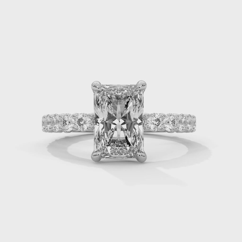 Evora Floating Diamond 2ct Radiant Lab Diamond Engagement Ring