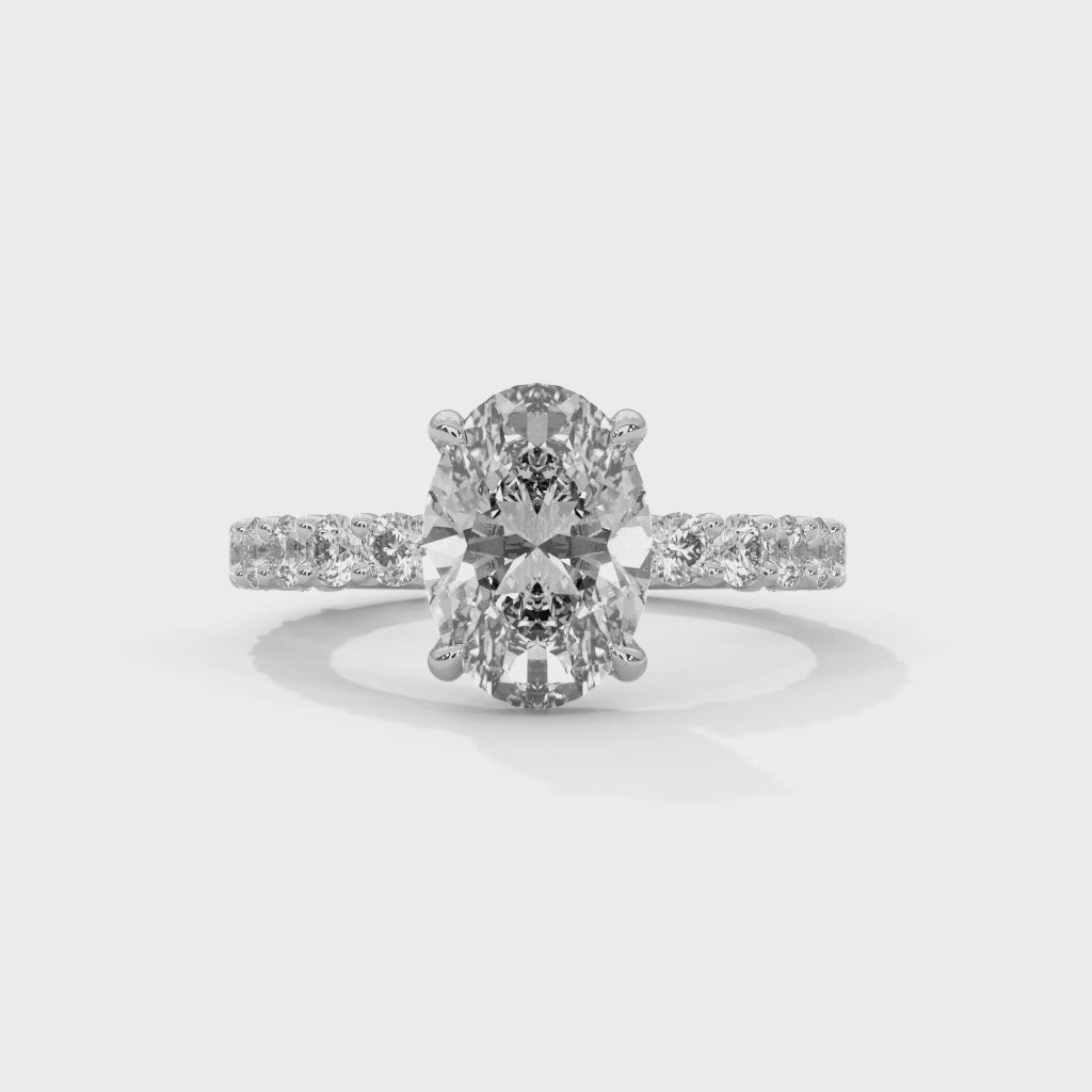 Evora Floating Diamond 2ct Oval Lab Diamond Engagement Ring