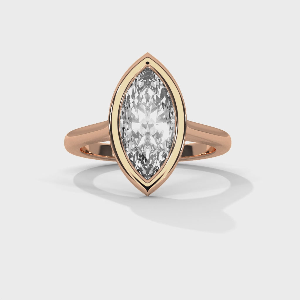 Genora Solitaire Bezel 2ct Marquise Lab Diamond Engagement Ring