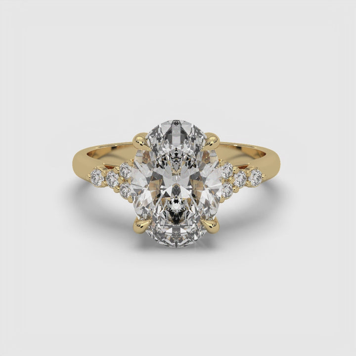 Tiana Cathedral 2.5ct Oval Lab Diamond Engagement Ring with Round Diamond Accents