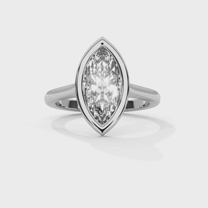 Genora Solitaire Bezel 2ct Marquise Lab Diamond Engagement Ring