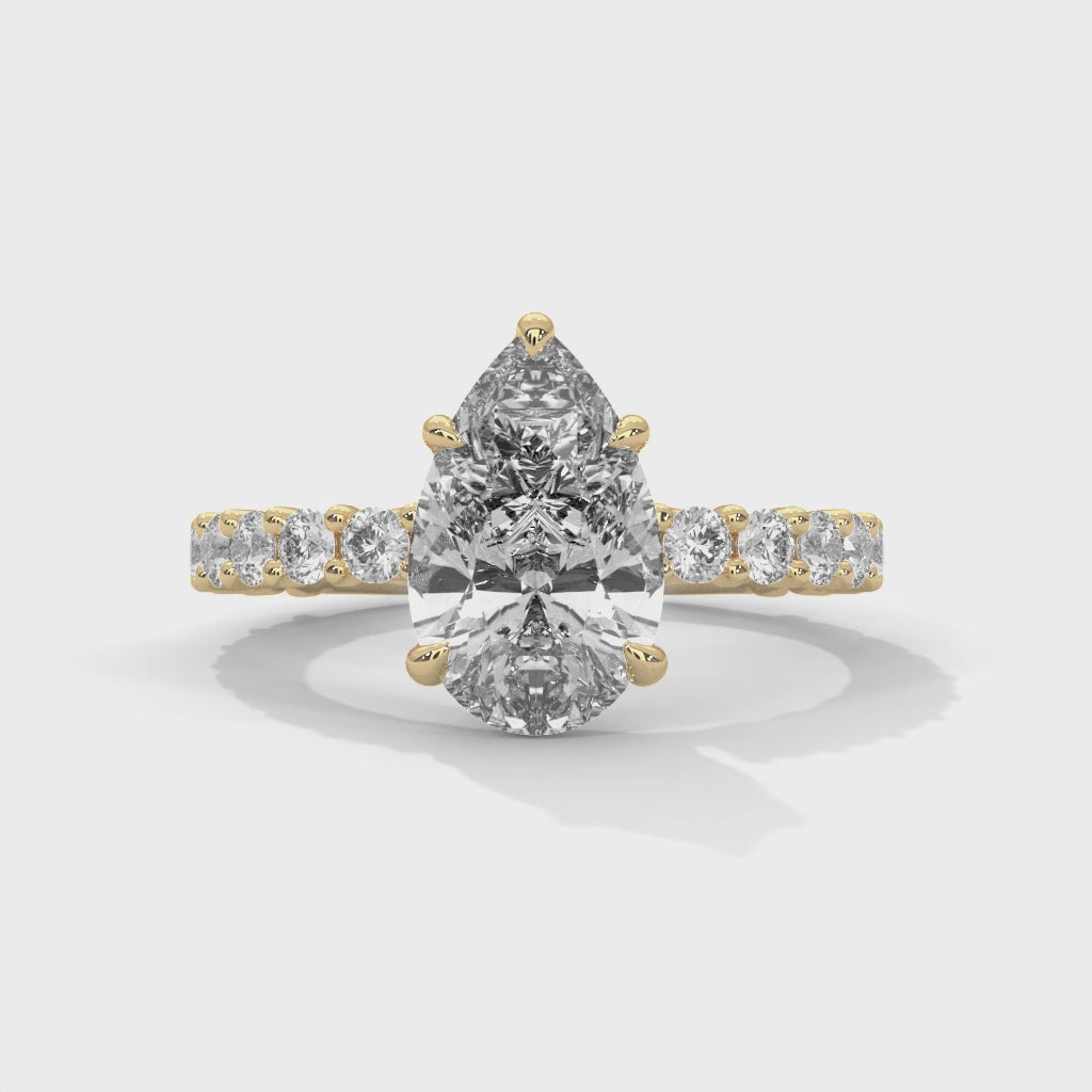 Evora Floating Diamond 2ct Pear Lab Diamond Engagement Ring