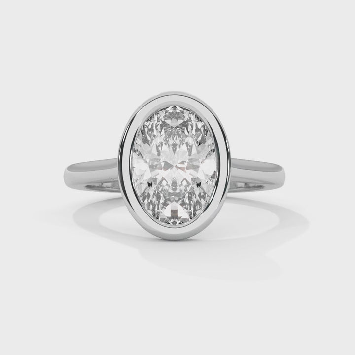 Genora Solitaire Bezel 2ct Oval Lab Diamond Engagement Ring