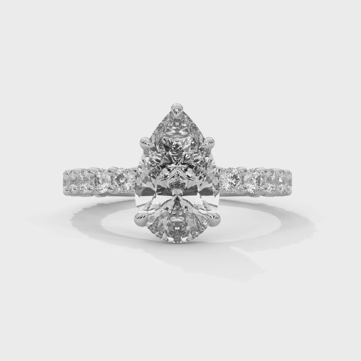 Evora Floating Diamond 2ct Pear Lab Diamond Engagement Ring