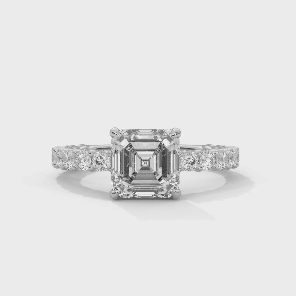 Evora Floating Diamond 2ct Asscher Lab Diamond Engagement Ring