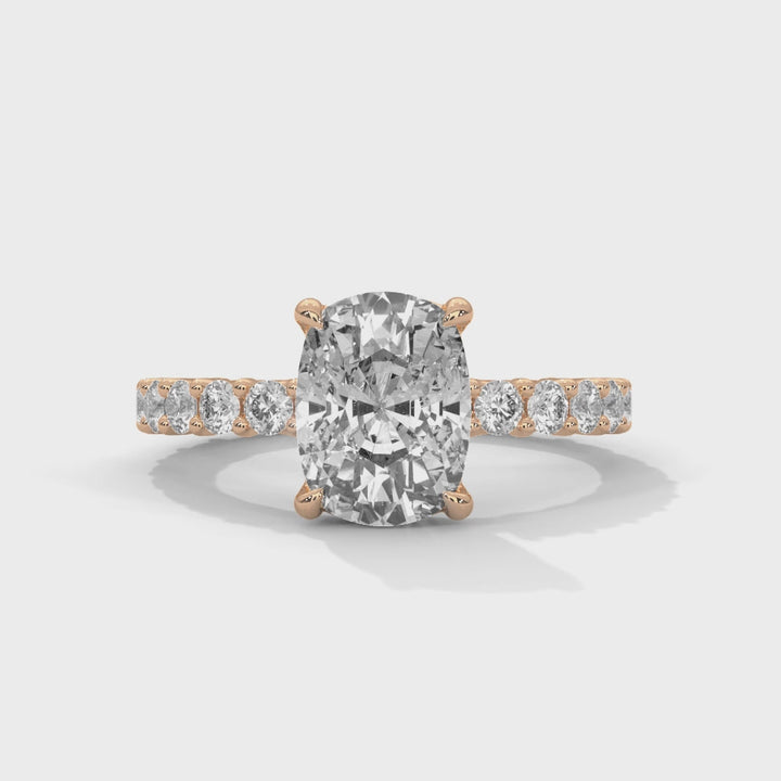 Evora Floating Diamond 2ct Long Cushion Lab Diamond Engagement Ring