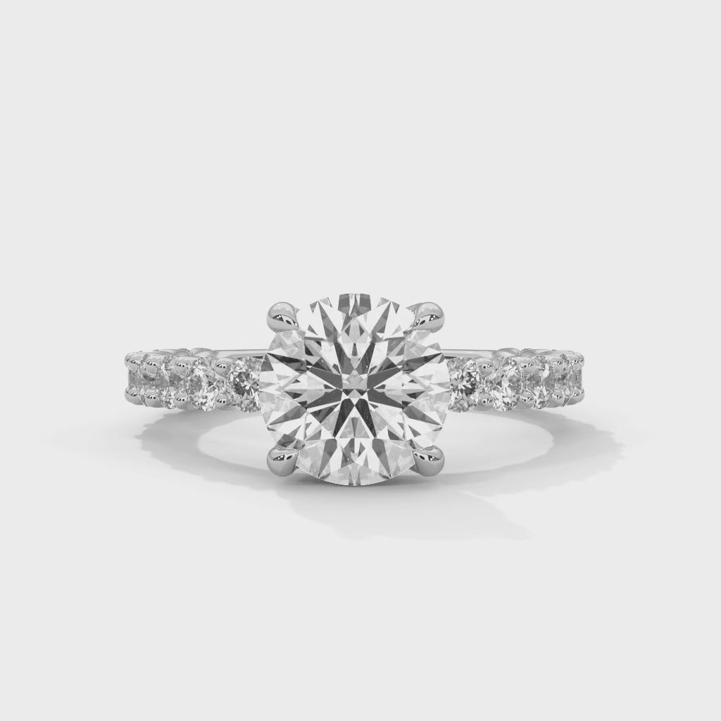 Evora Floating Diamond 2ct Round Lab Diamond Engagement Ring