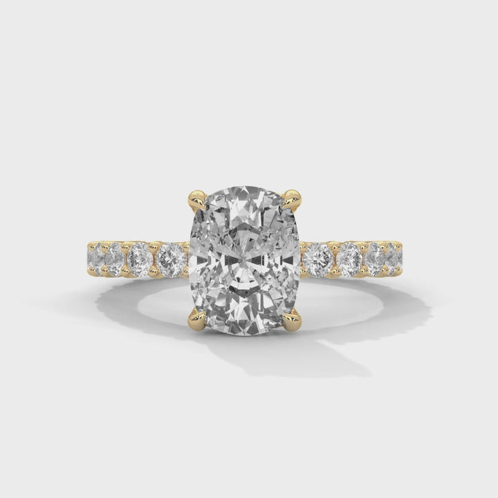 Evora Floating Diamond 2ct Long Cushion Lab Diamond Engagement Ring