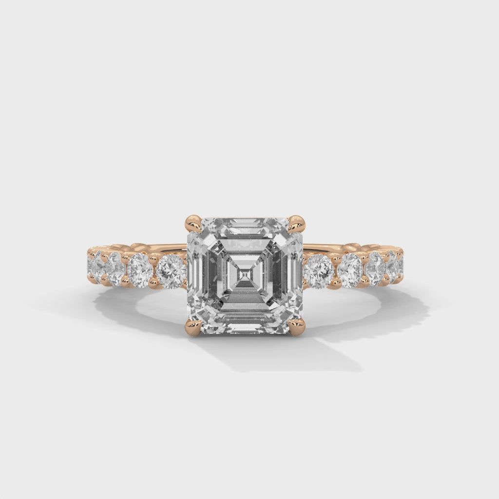 Evora Floating Diamond 2ct Asscher Lab Diamond Engagement Ring