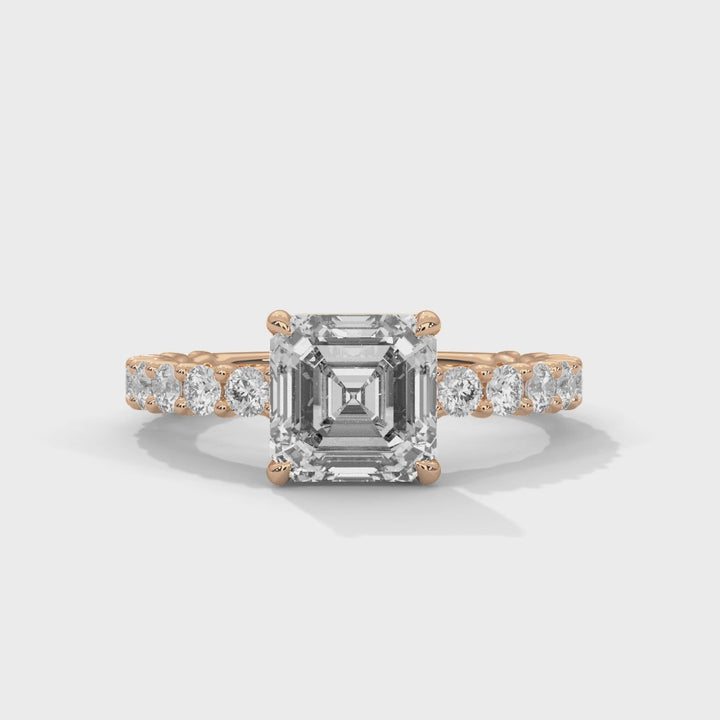 Evora Floating Diamond 2ct Asscher Lab Diamond Engagement Ring