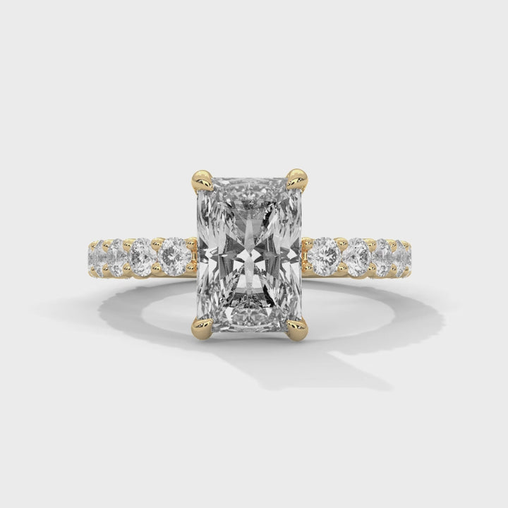 Evora Floating Diamond 2ct Radiant Lab Diamond Engagement Ring