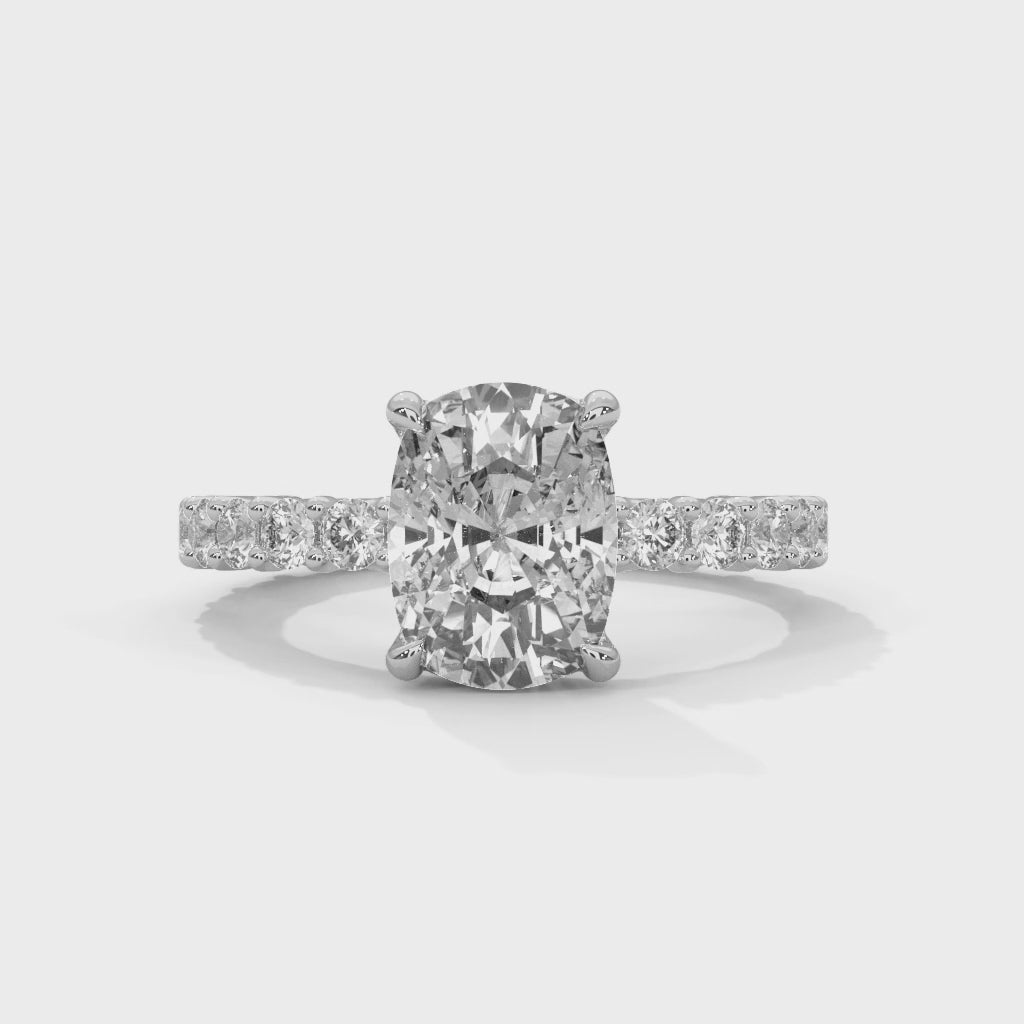 Evora Floating Diamond 2ct Long Cushion Lab Diamond Engagement Ring