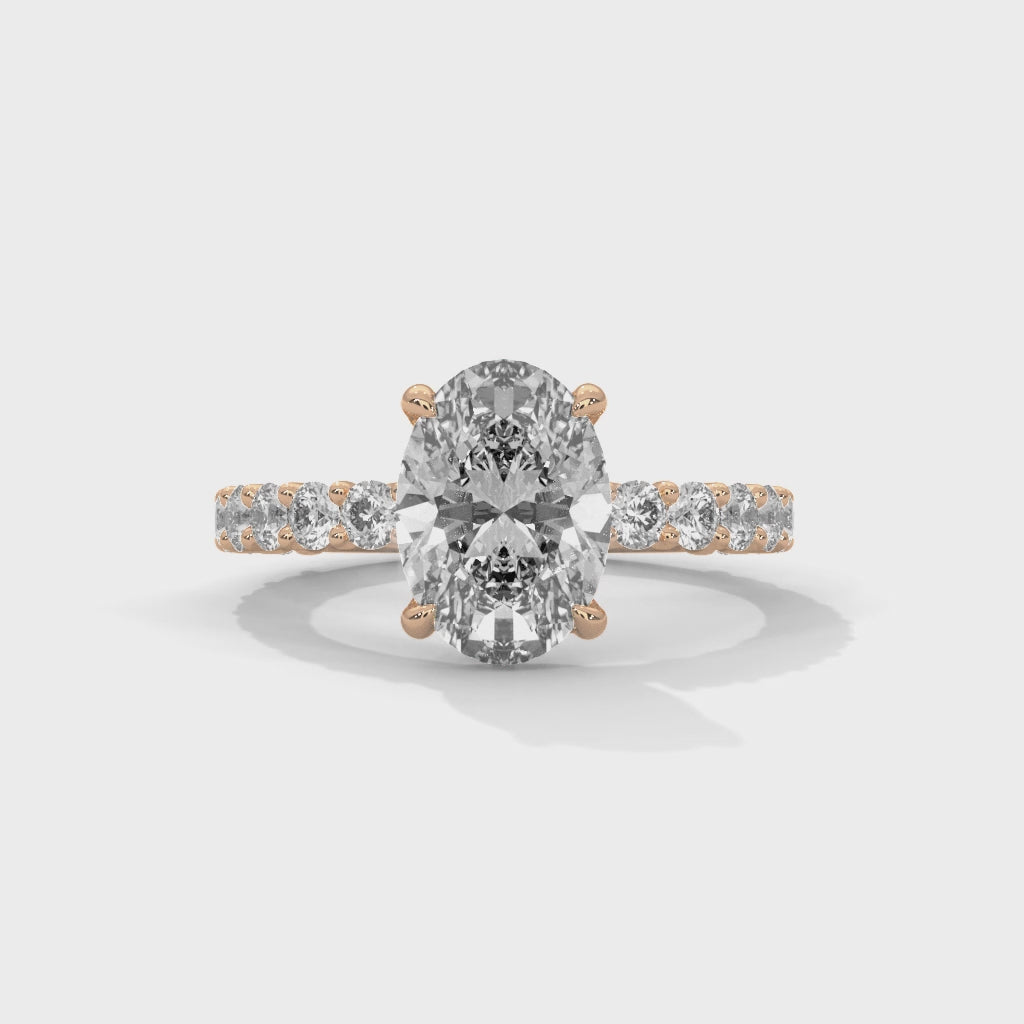 Evora Floating Diamond 2ct Oval Lab Diamond Engagement Ring