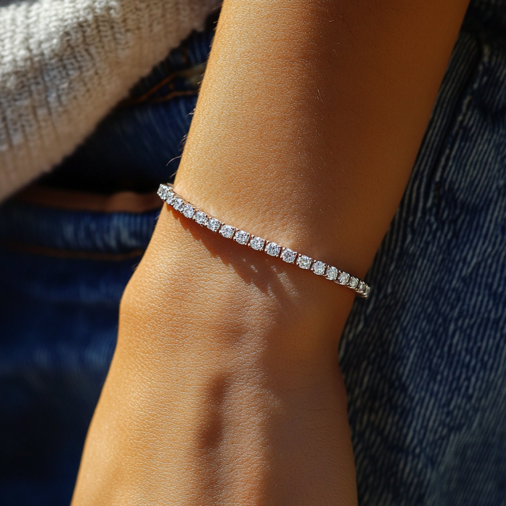 5 Carat Total Weight Round Lab Grown Diamond Tennis Bracelet