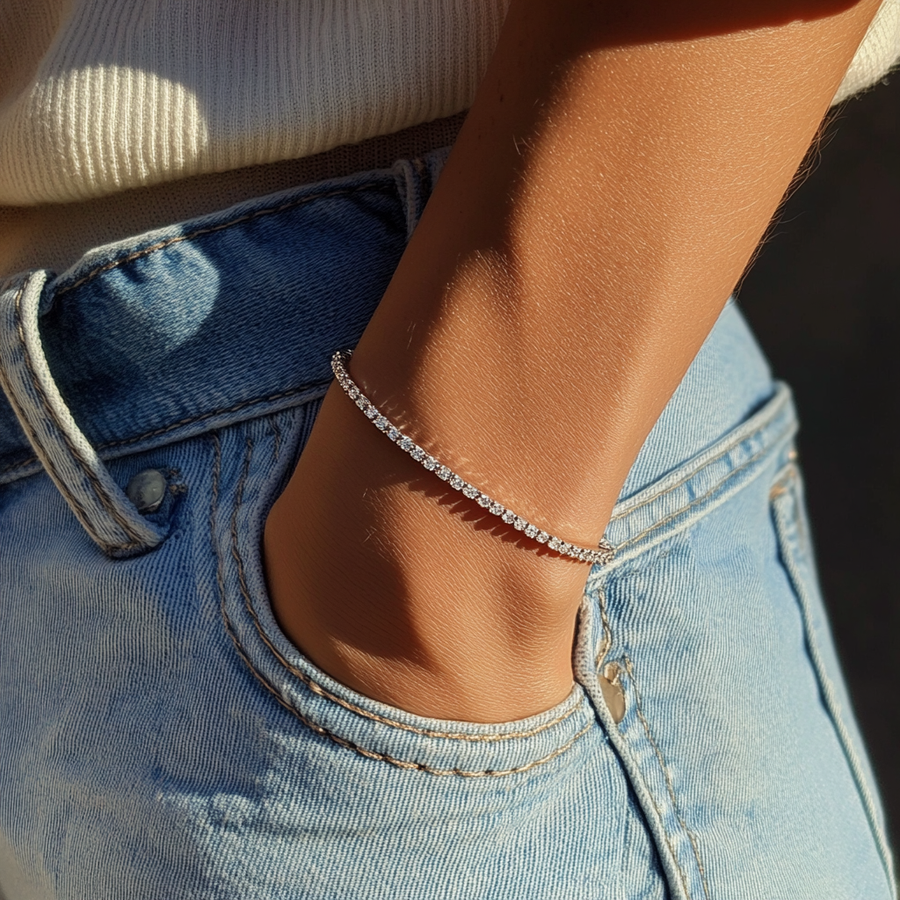 3 Carat Total Weight Round Lab Grown Diamond Tennis Bracelet — alternate view — Diyona