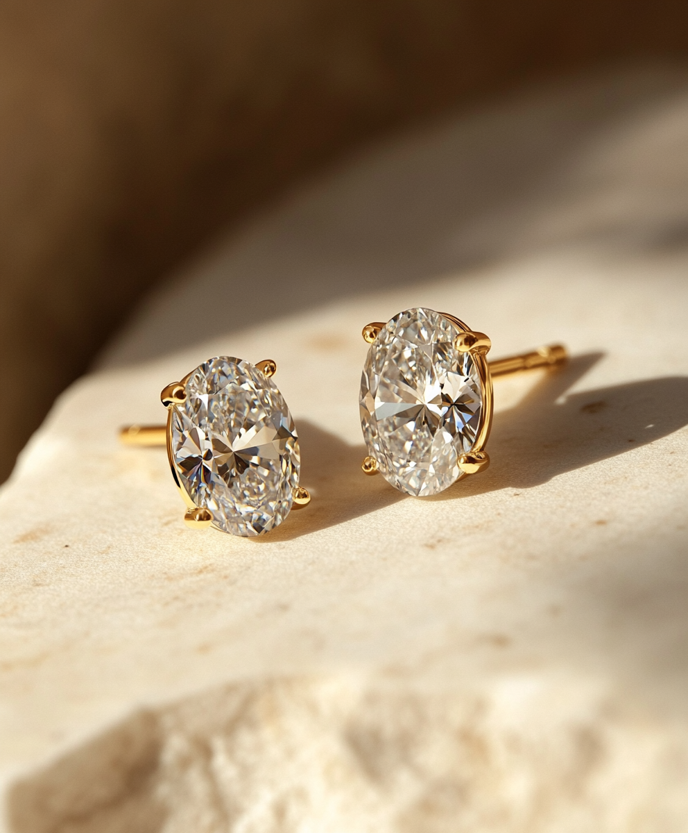 1ct Oval Cut Diamond Stud Earrings