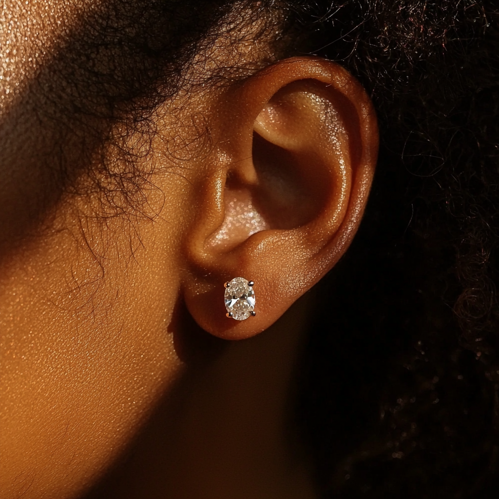 1ct Oval Cut Diamond Stud Earrings