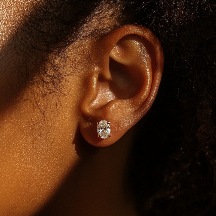 1ct Oval Cut Diamond Stud Earrings