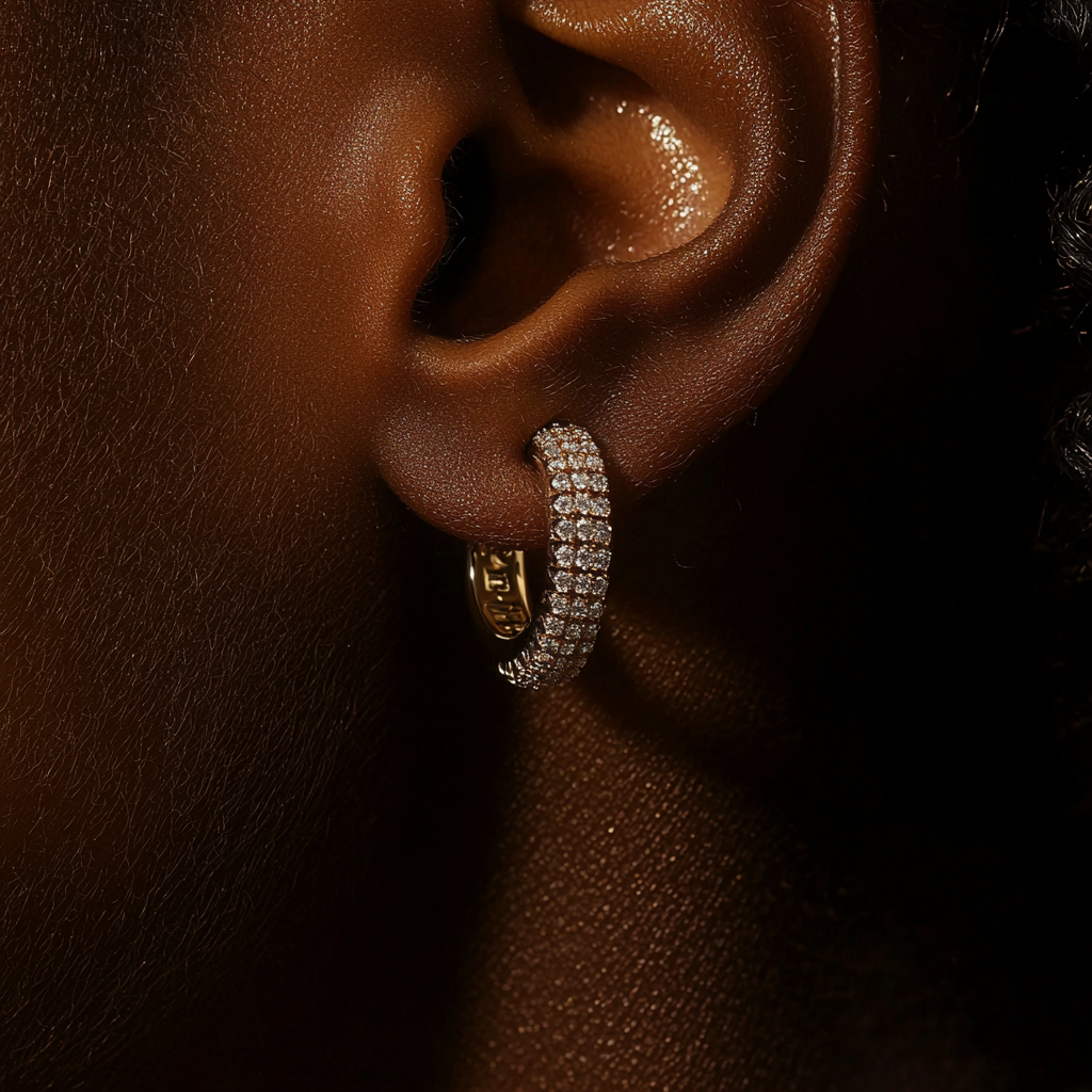 2ct Pave Huggie Hoop Earrings