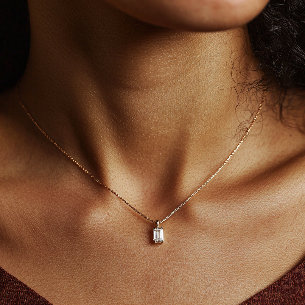 1ct Emerald Solitaire Pendant