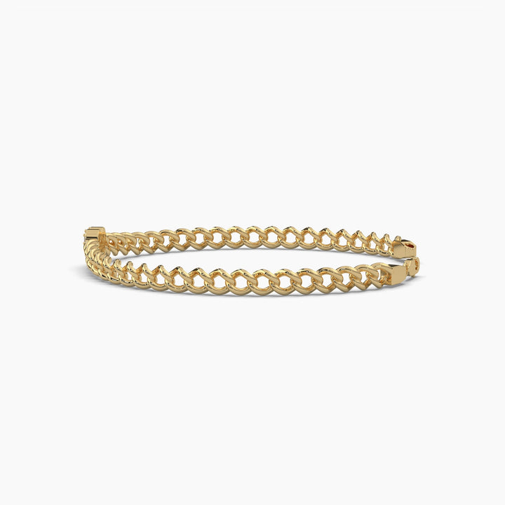 0.2ct Round Lab Grown Diamond Heart Cuban Link Bracelet - 7 Inches | 14k Gold