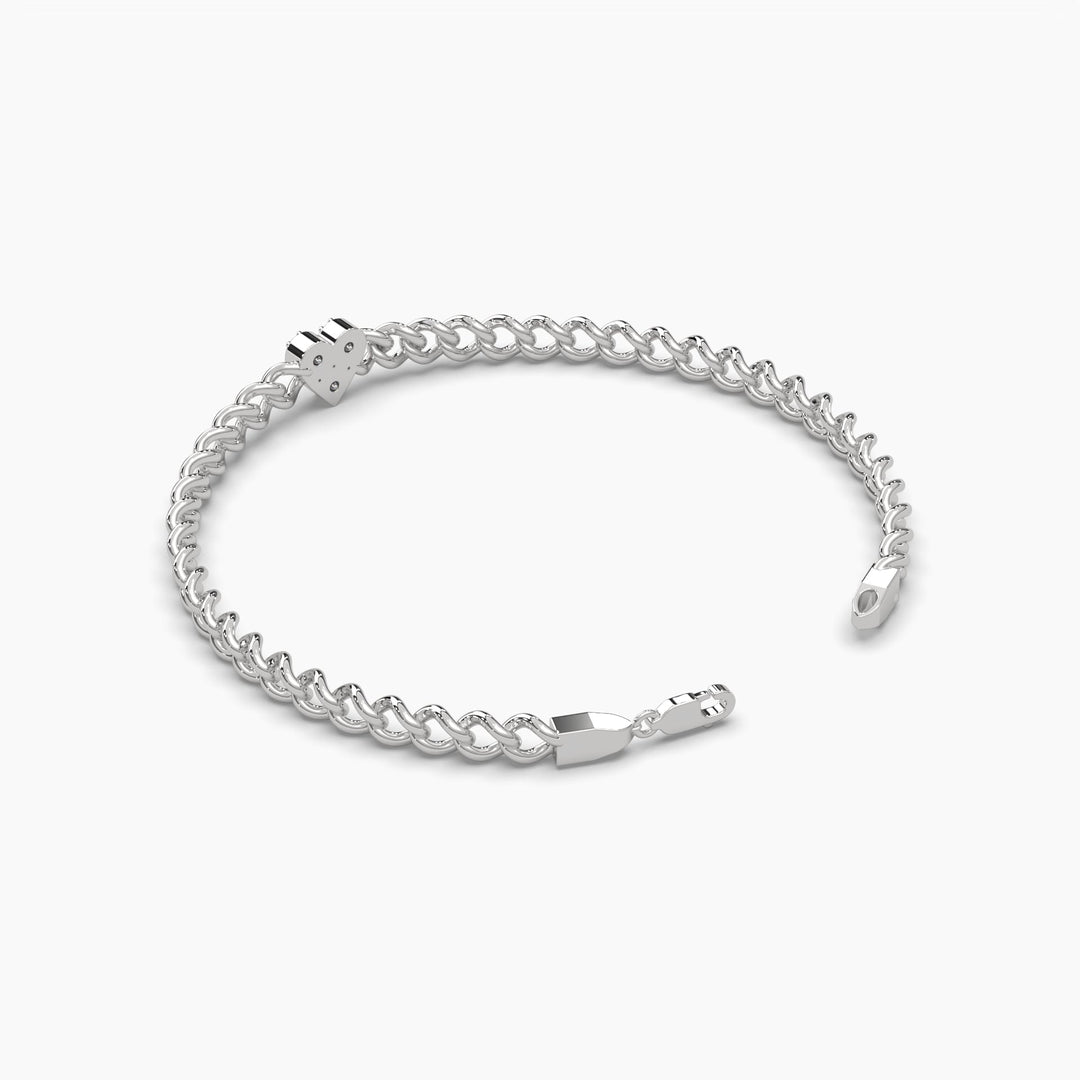 0.2ct Round Lab Grown Diamond Heart Cuban Link Bracelet - 7 Inches | 14k Gold