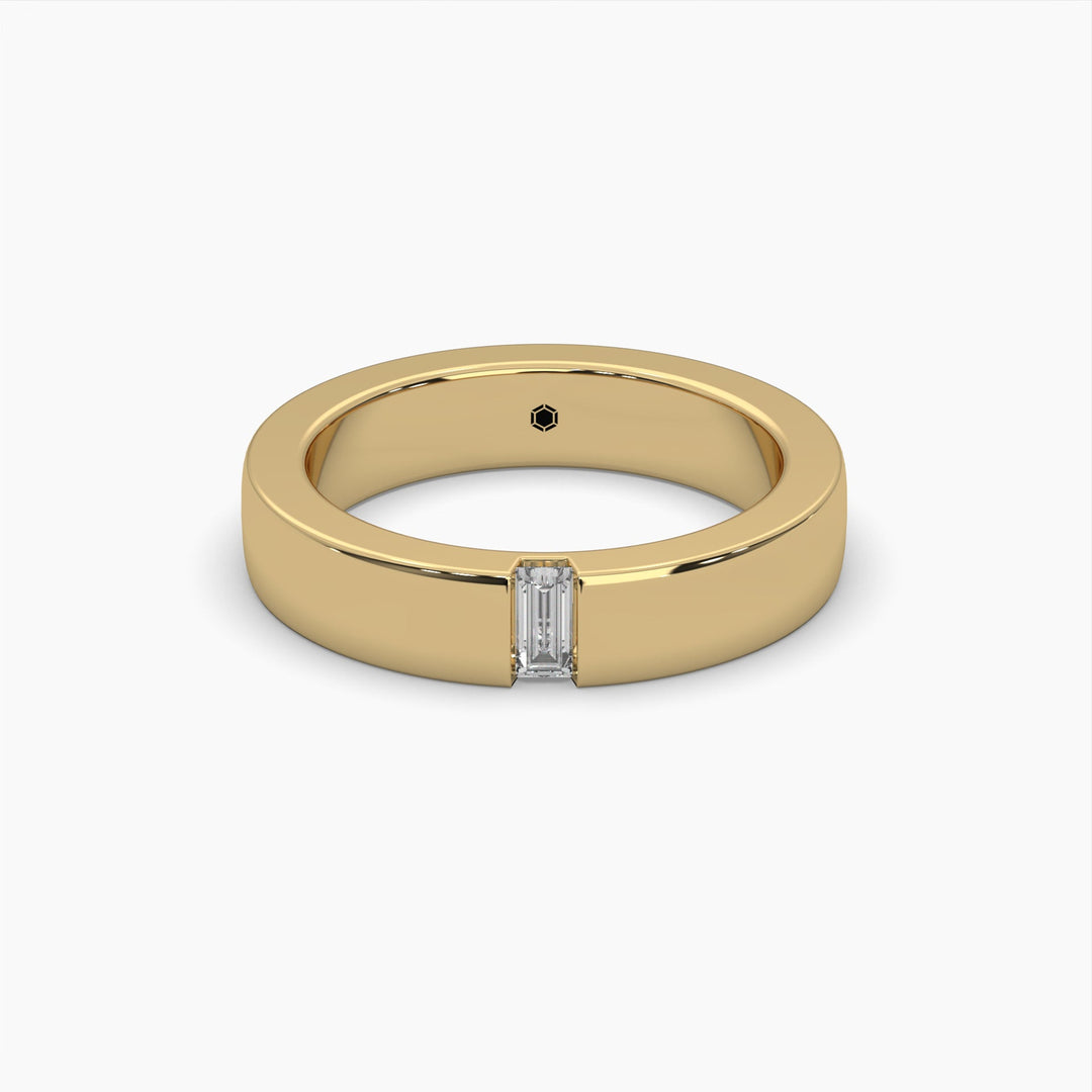 0.1ctw Baguette Lab Grown Diamond Men's Wedding Ring | 14k Gold