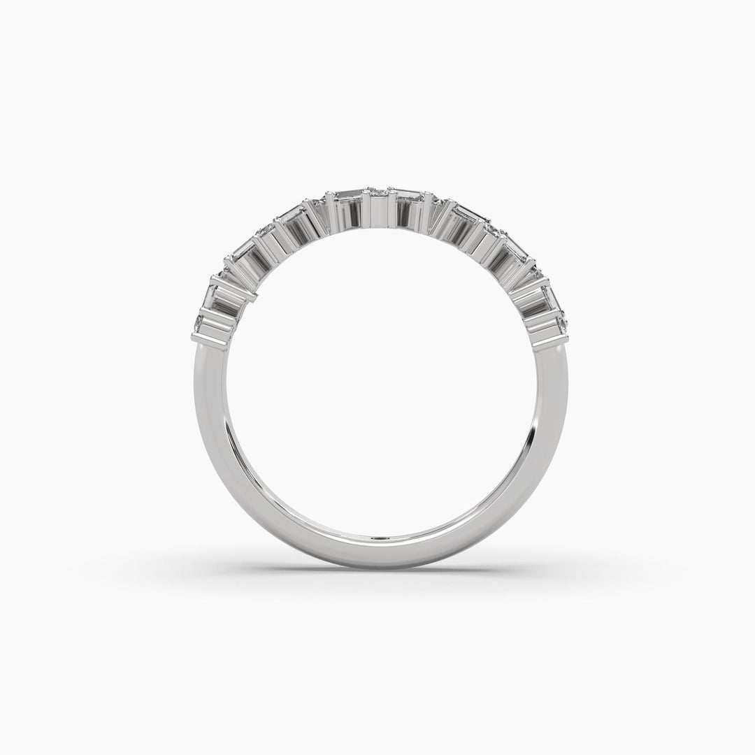 0.4ct Half Eternity Round and Baguette Lab Grown Diamond Wedding Band | 14k Gold