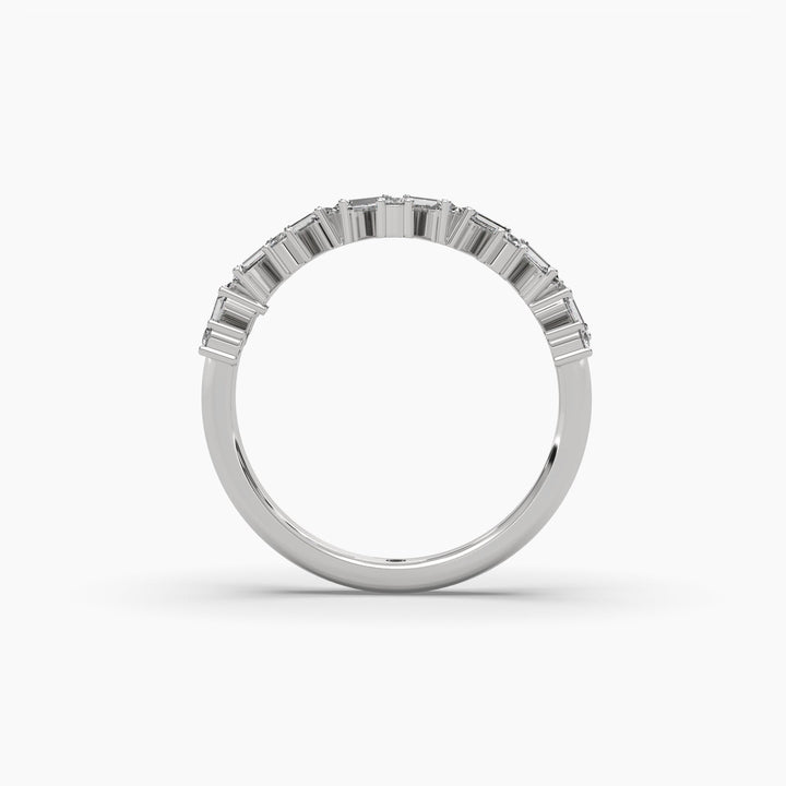 0.4ct Half Eternity Round and Baguette Lab Grown Diamond Wedding Band | 14k Gold