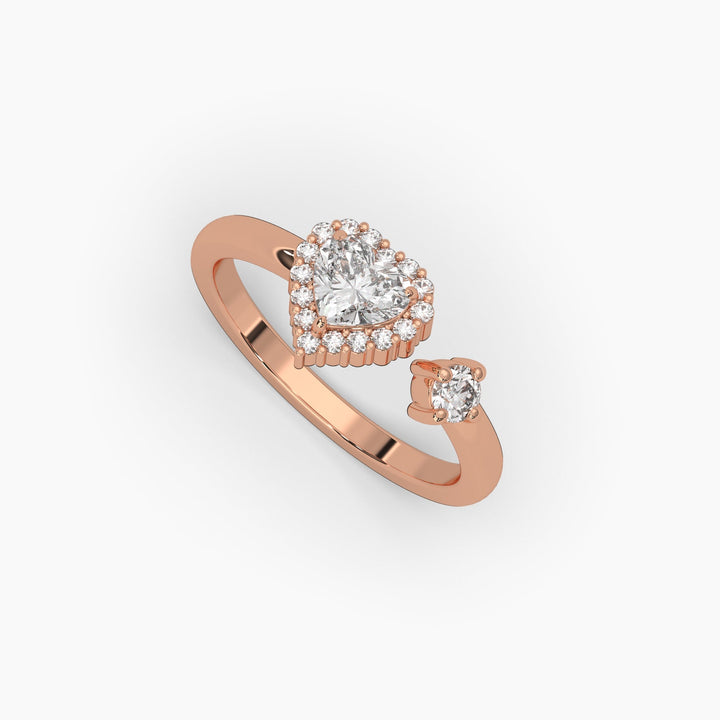 0.75ctw Open Heart Halo Lab Grown Diamond Fashion Ring | 14k Gold