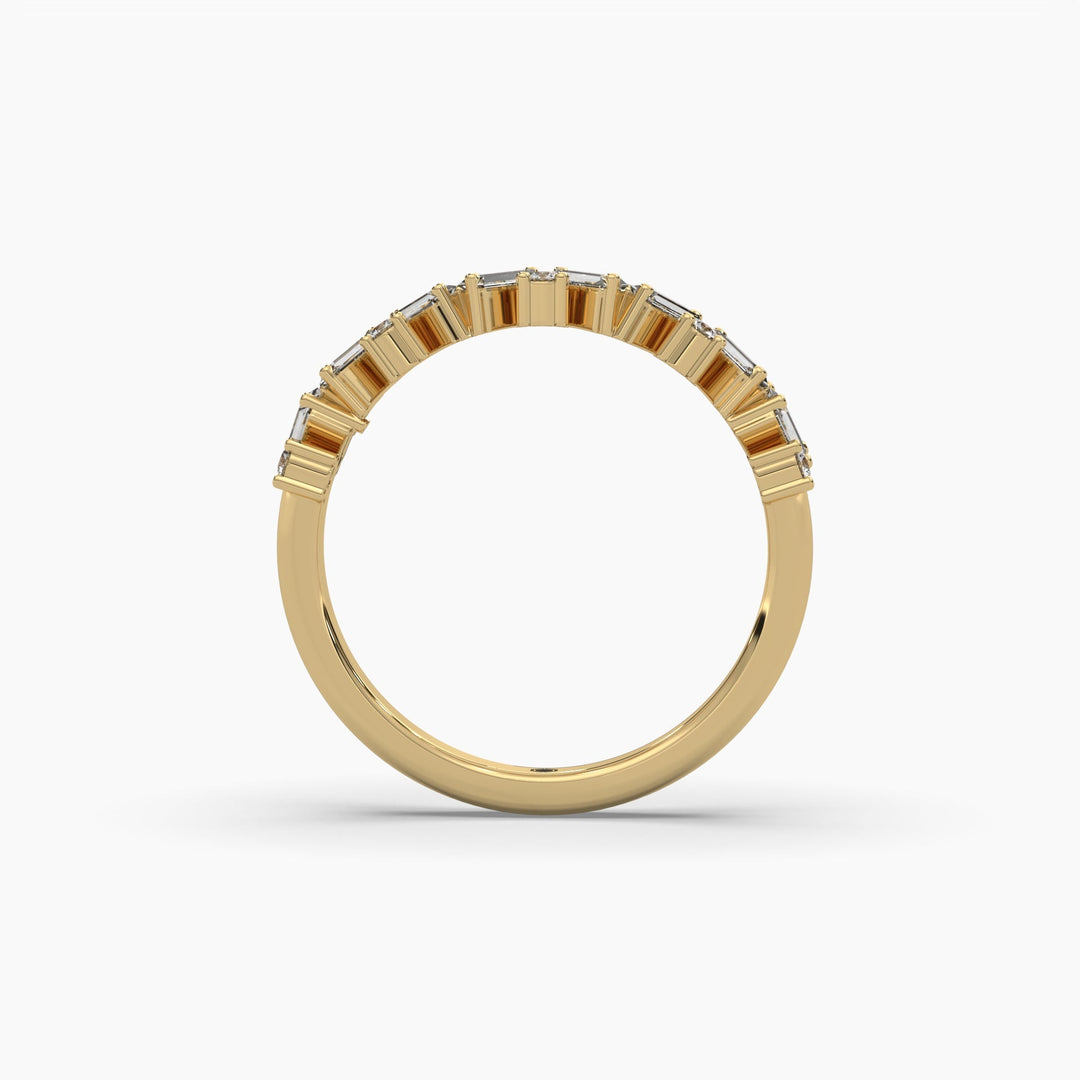 0.4ct Half Eternity Round and Baguette Lab Grown Diamond Wedding Band | 14k Gold