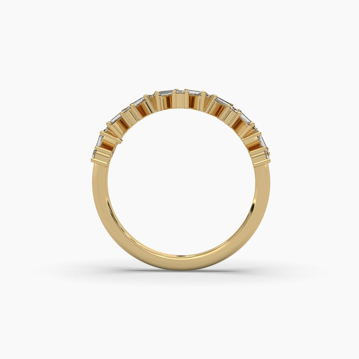 0.4ct Half Eternity Round and Baguette Lab Grown Diamond Wedding Band | 14k Gold