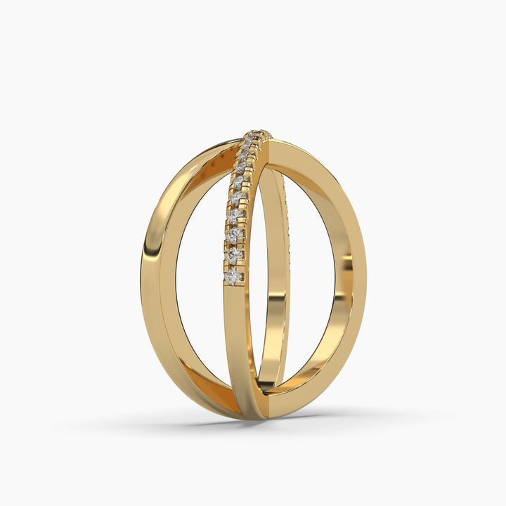 0.15ctw Round Lab Grown Diamond Crossover Fashion Ring | 14k Gold