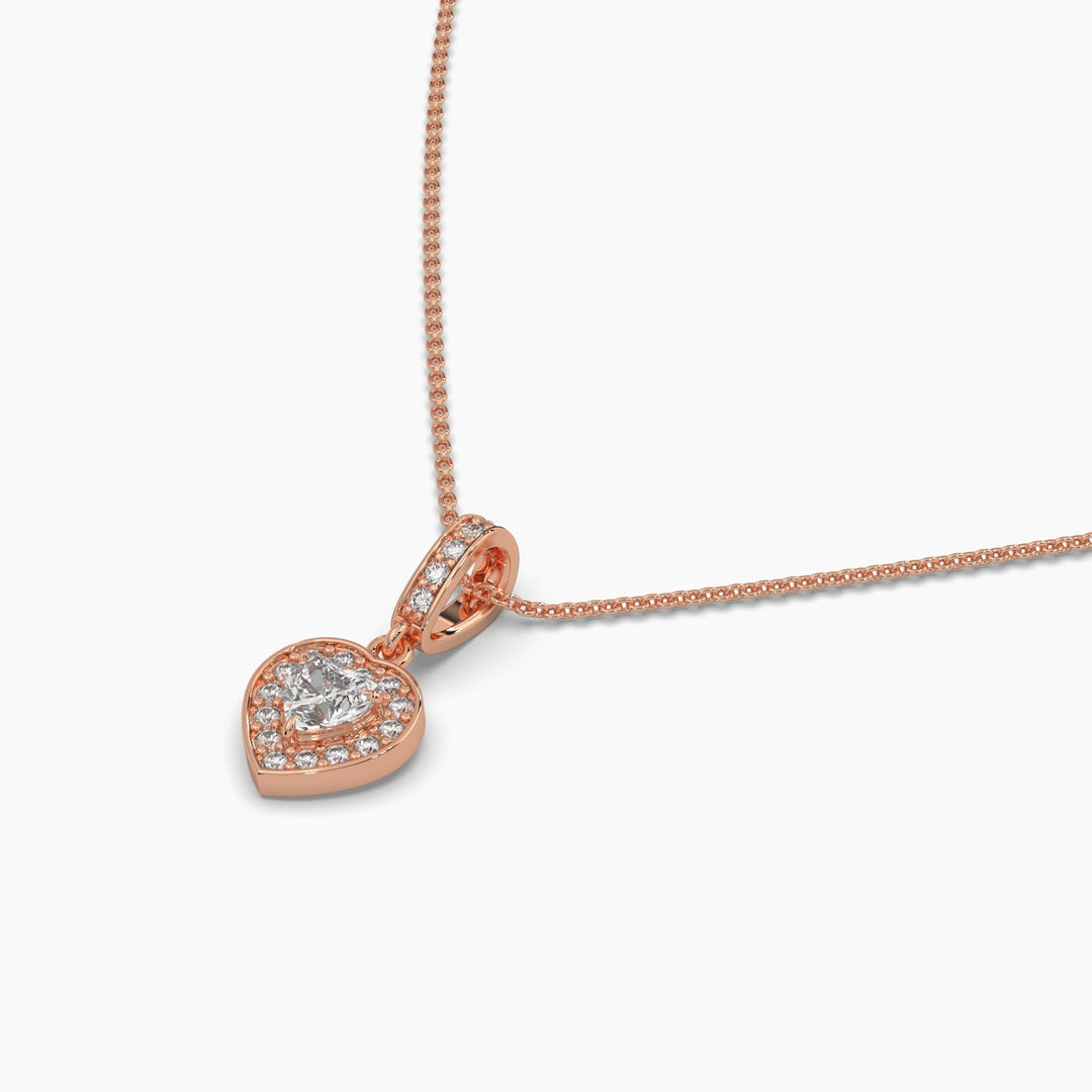 0.5ctw Heart Halo Lab Grown Diamond Pendant Necklace | 14k Gold