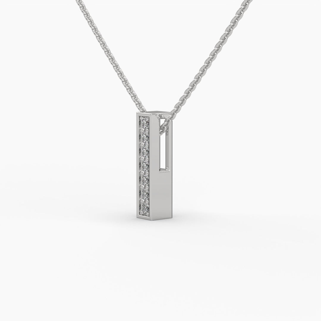 0.1ctw Round Lab Grown Diamond Bar Necklace | 14k Gold