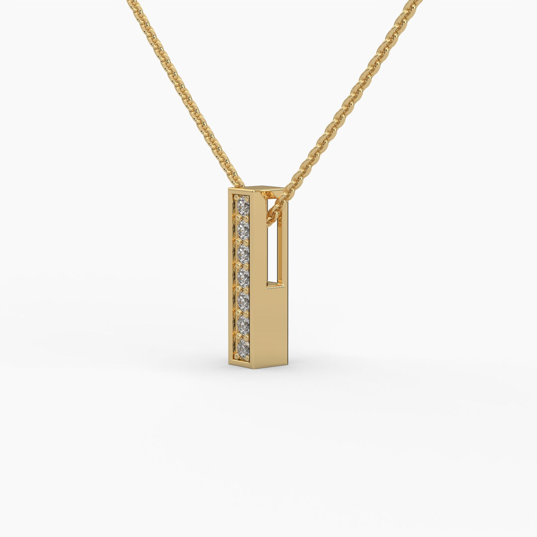 0.1ctw Round Lab Grown Diamond Bar Necklace | 14k Gold