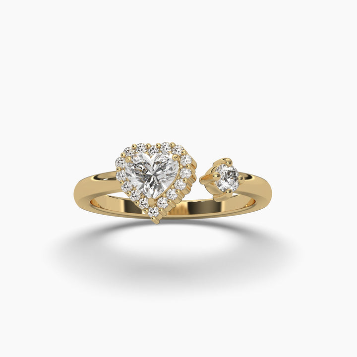 0.75ctw Open Heart Halo Lab Grown Diamond Fashion Ring | 14k Gold