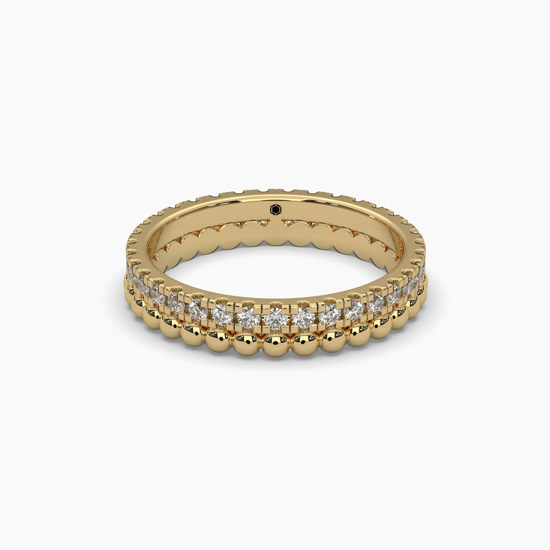 0.5ctw Round Lab Grown Diamond Double Stacked Beaded Eternity Wedding Band | 14k Gold