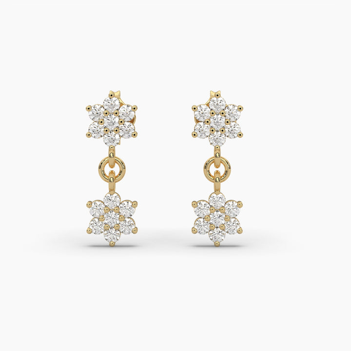 0.5ct Round Lab Grown Diamond Drop Earrings | Push Back Stud Earrings | 14k Gold