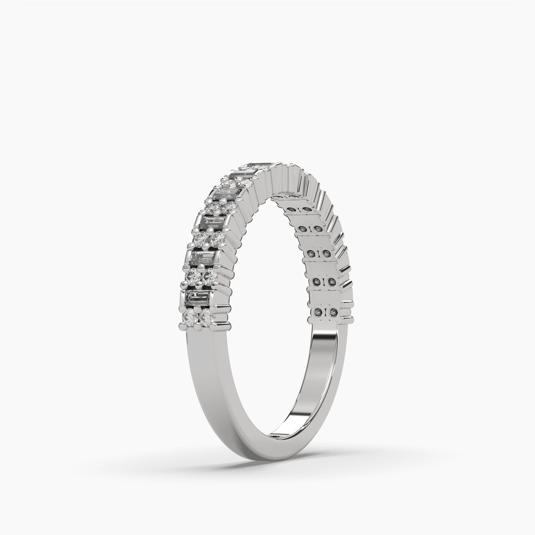 0.4ctw Round and Baguette Lab Grown Diamond Half Eternity Wedding Ring | 14k Gold