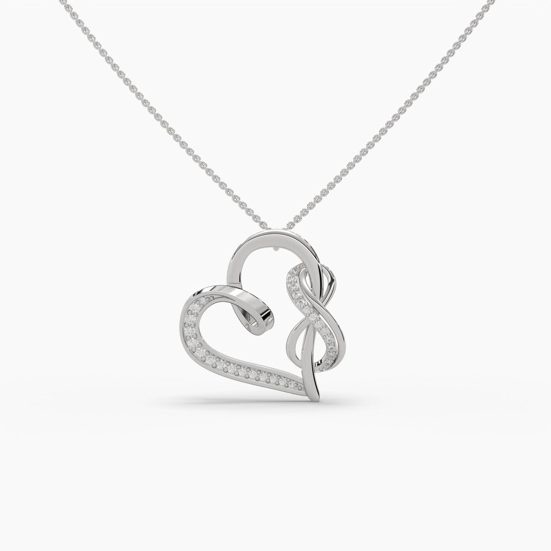 0.2ctw Round Lab Grown Diamond Heart Infinity Pendant Necklace | 14k Gold