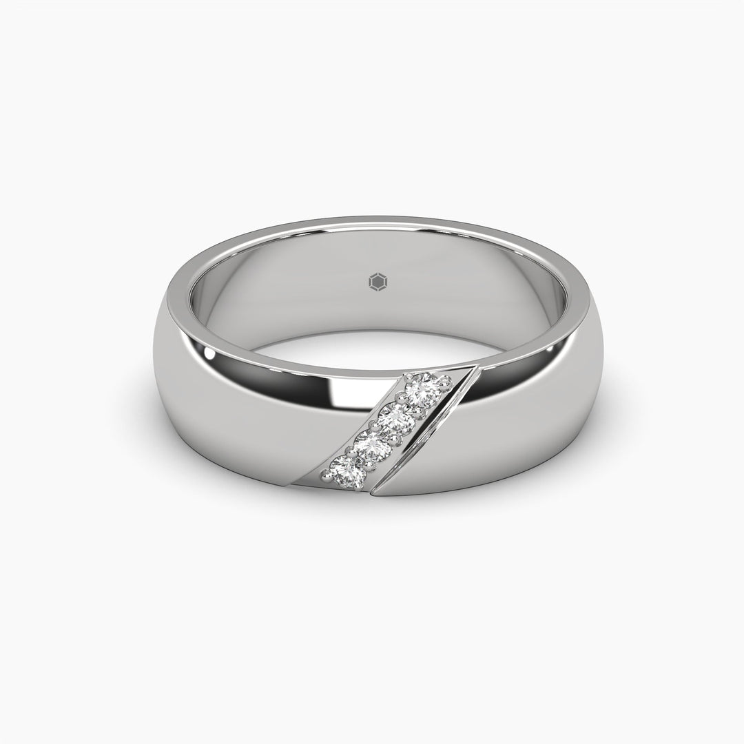 0.05ctw Round Lab Grown Diamond Men's Wedding Ring | 14k White Gold