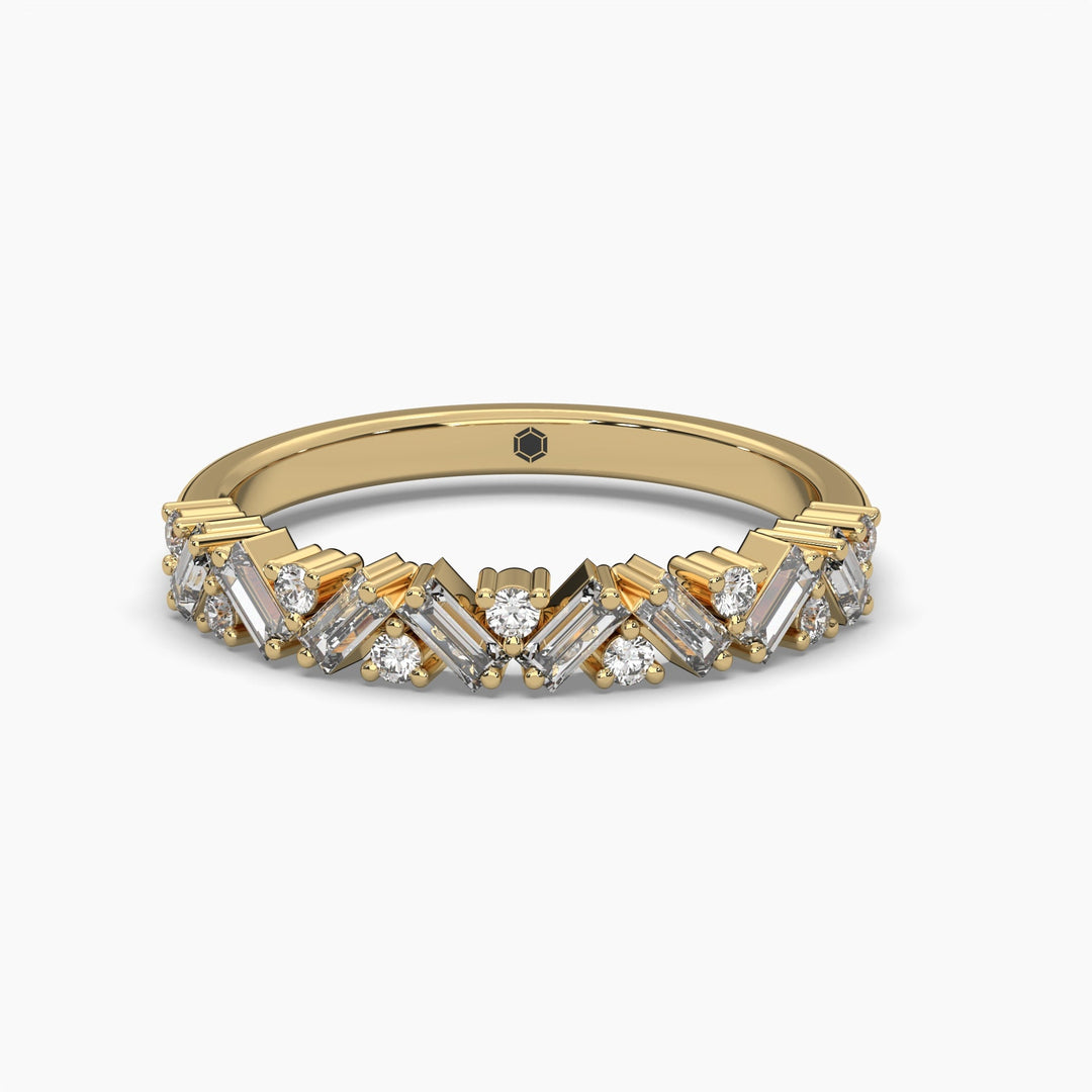 0.4ct Half Eternity Round and Baguette Lab Grown Diamond Wedding Band | 14k Gold