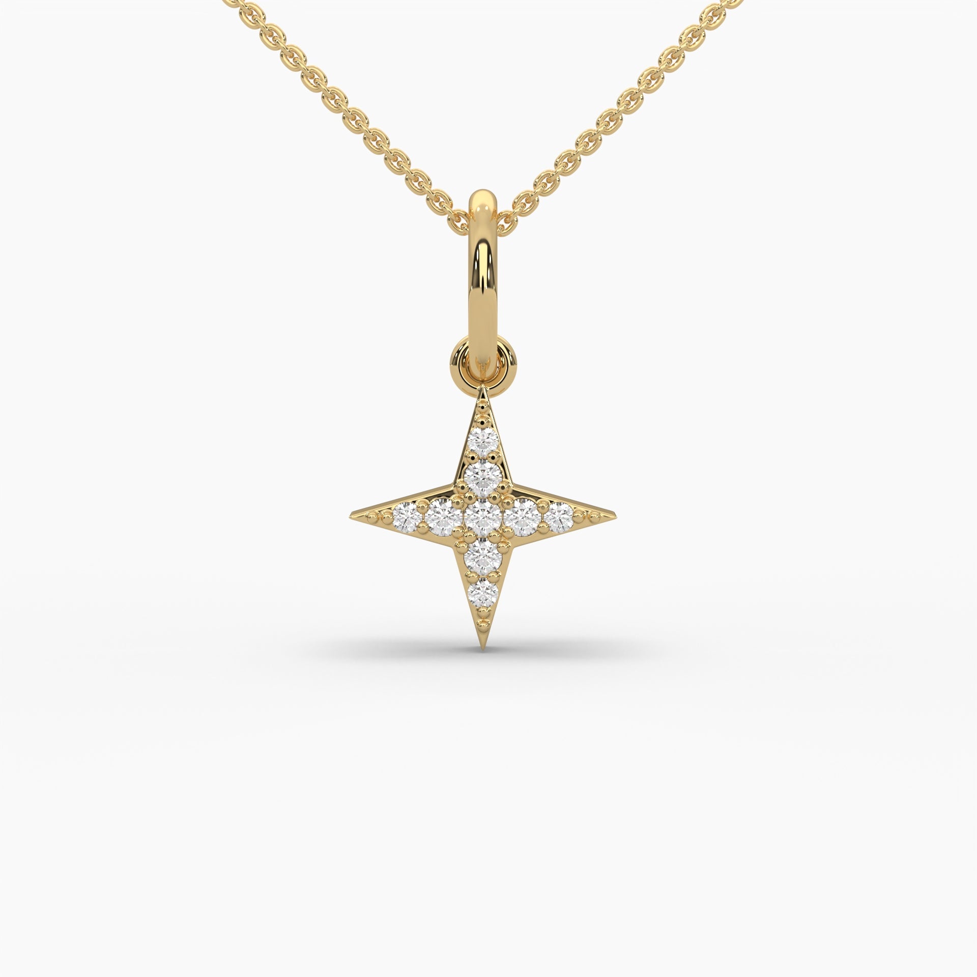 0.1ctw Round Lab Grown Diamond Star Pendant Necklace | 14k