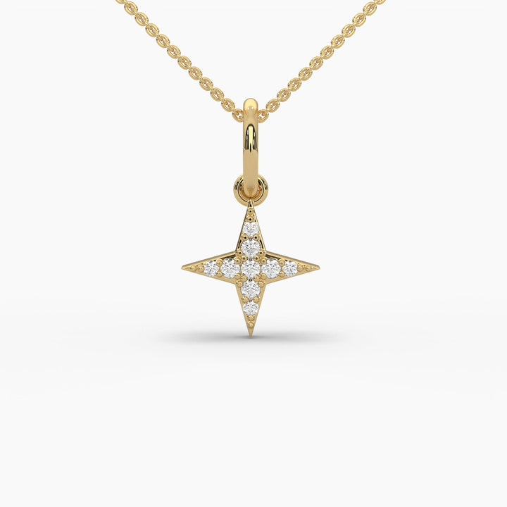 0.1ctw Round Lab Grown Diamond Star Pendant Necklace | 14k Gold